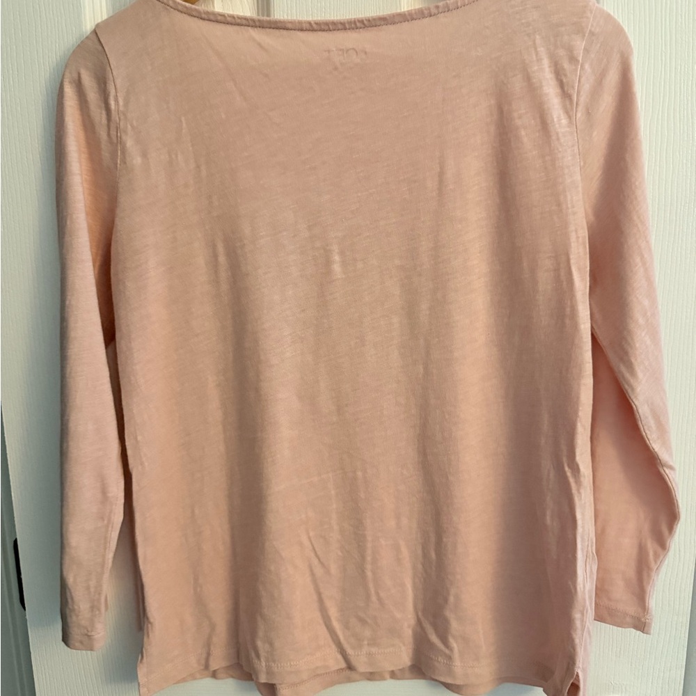 LOFT Pink 3/4 Sleeve Tee with Seeds Graphics - Picture 2 of 4